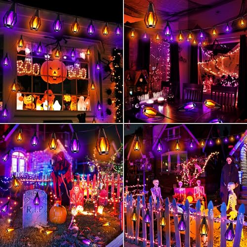 42FT 15 LED Solar Flame Halloween String Lights (15 Count)