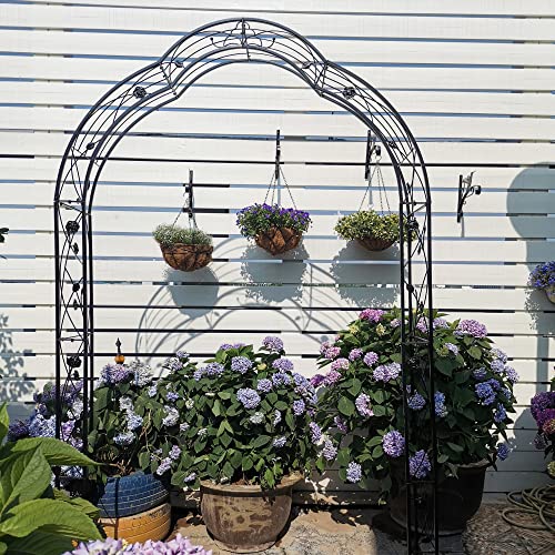 Metal Garden Arch 98.4" H Garden Arbor Trellis for Outdoor Climbing Plants Support Rose Lawn Tall Large Scale Event Arch