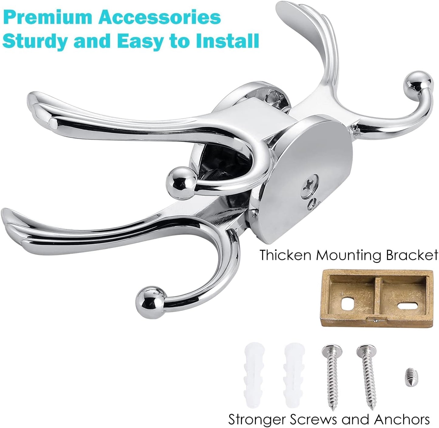 Heavy Duty Swivel Coat Hook Space Saving Towel Rope Hook Wall Mount Triple Swing Arms for RV Bathroom Kitchen Garage,Polished Chrome - NestledHome