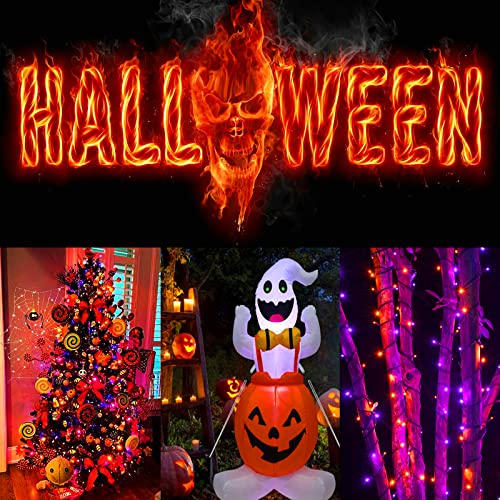 Solar Halloween Lights 4 Pack 132FT 400 LED String Lights Purple and Orange (33 Foot)