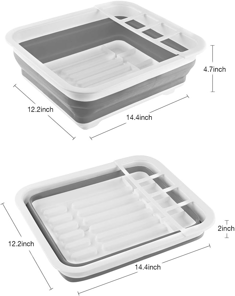 THANSTAR Collapsible Dish Drying Rack Portable Dinnerware Drainer Organizer for Kitchen RV Campers Travel Trailer Space Saving Kitchen Storage Tray - NestledHome