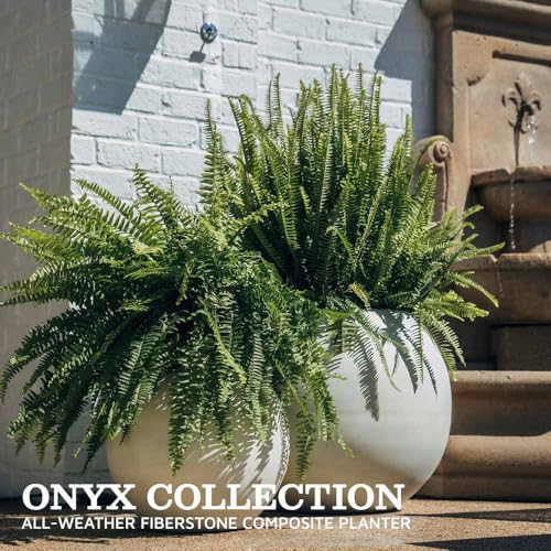 Ash & Ember 24" Round Sphere Satin Ivory Planter