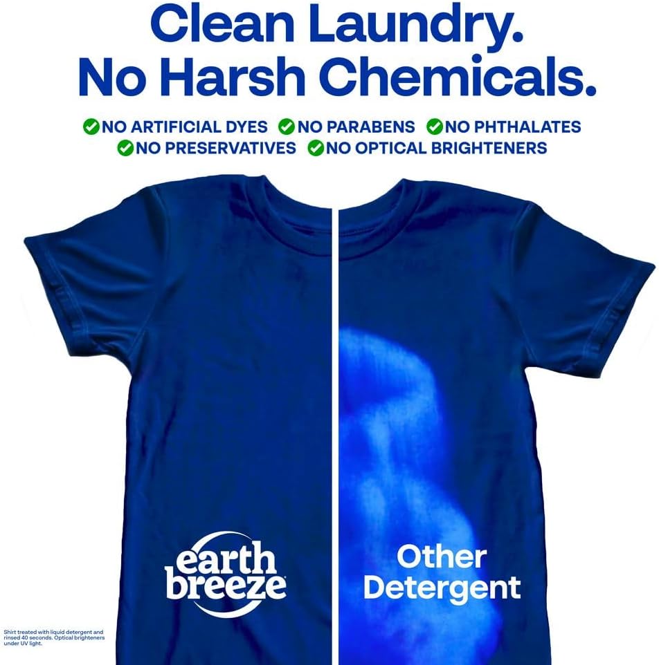 Earth Breeze Laundry Detergent Sheets Fresh Scent - 60 Loads Eco Liquidless Soap - Travel-Friendly for Hot & Cold Cycles, Tackles Tough Stains & Odors - Gentle on Skin, 30 Ct - NestledHome