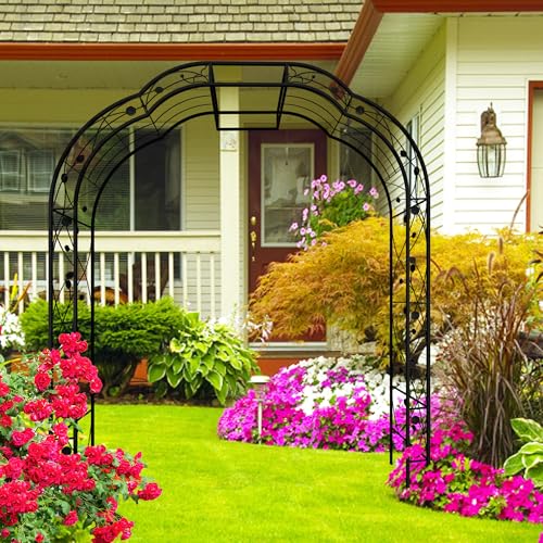 Metal Garden Arch 98.4" H Garden Arbor Trellis for Outdoor Climbing Plants Support Rose Lawn Tall Super Large Event Arch