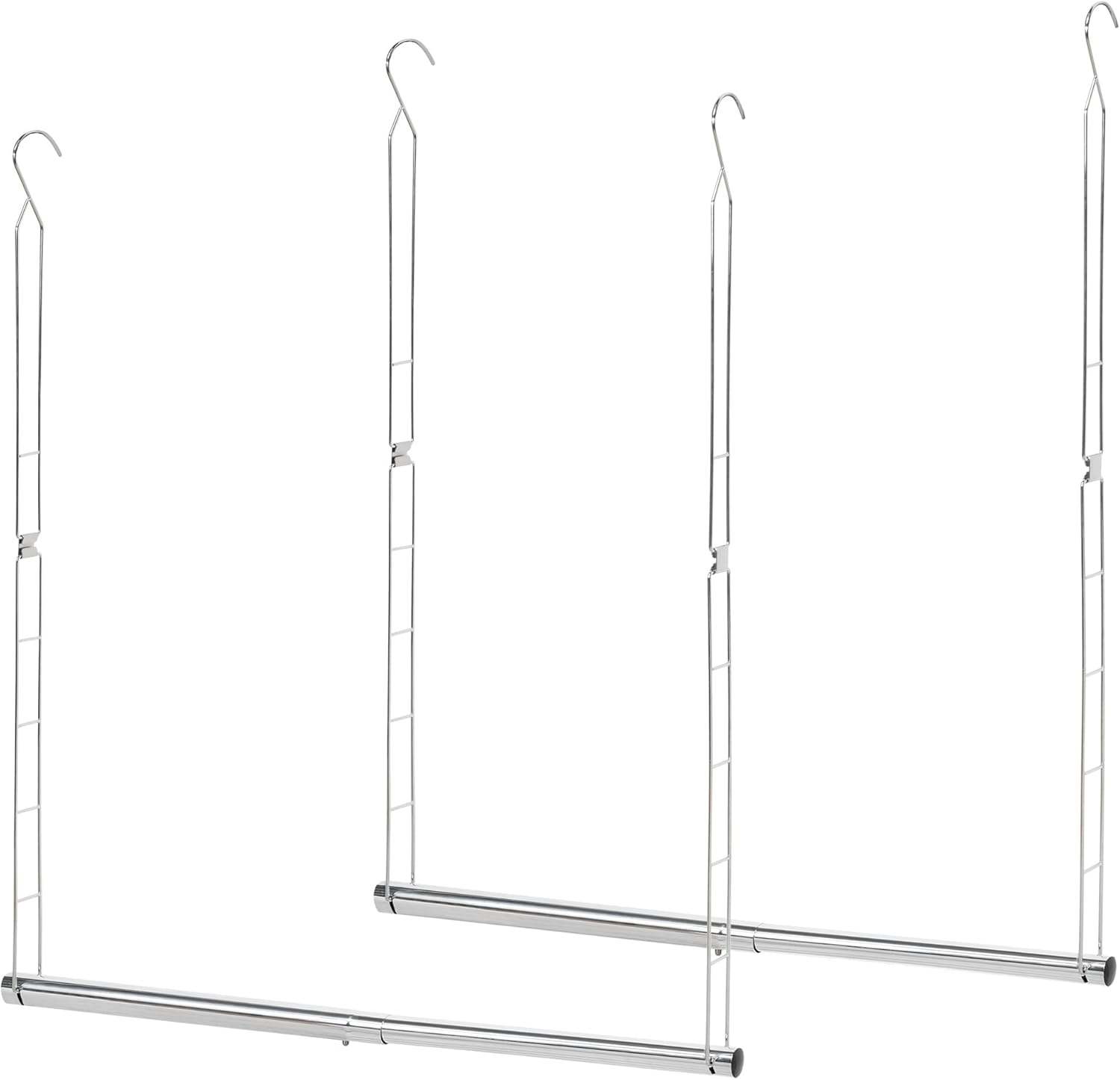 STORAGE MANIAC Hanging Closet Rod, Adjustable Width and Height Closet Hanging Organizer, Space-Saving Clothes Hanging Bar, Closet Extender Hanging Rod Double Closet Hanging Rod, 2 Pack Chrome - NestledHome