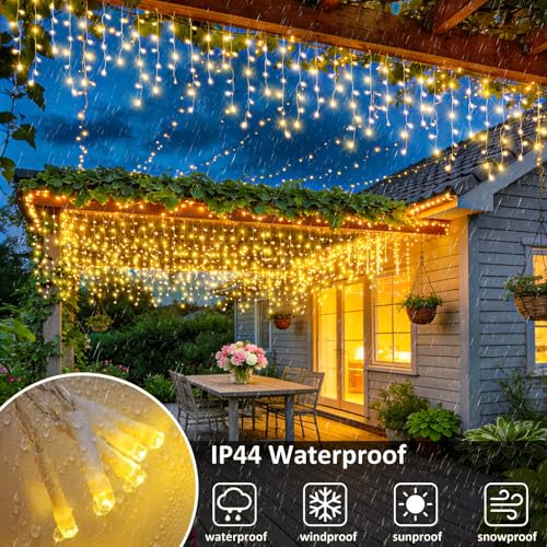 98FT 1216 LED Icicle Lights for Outside