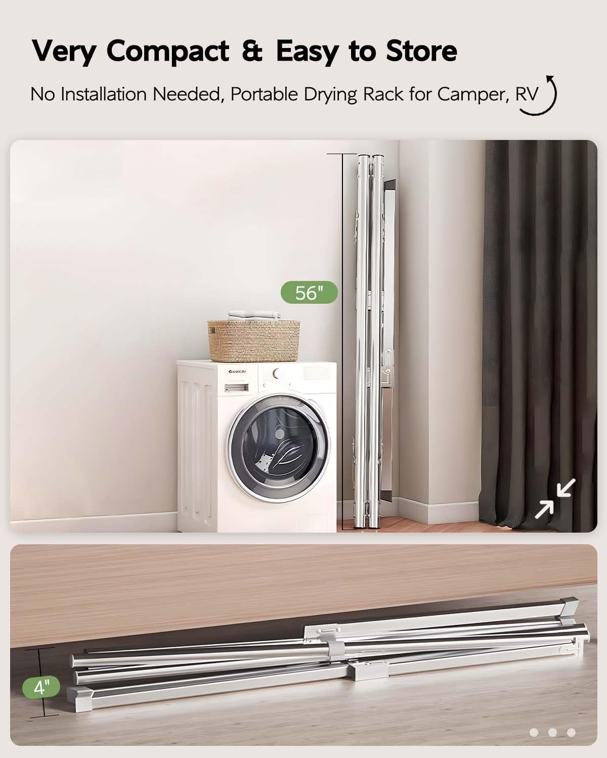Clothes Drying Rack 79 Inches Folding Indoor Outdoor, Drying Rack Clothing Collapsible, Foldable Laundry Drying Rack, Heavy Duty Stainless Steel Clothesline, Garmet Rack, 20 Hooks 12 Clips - NestledHome
