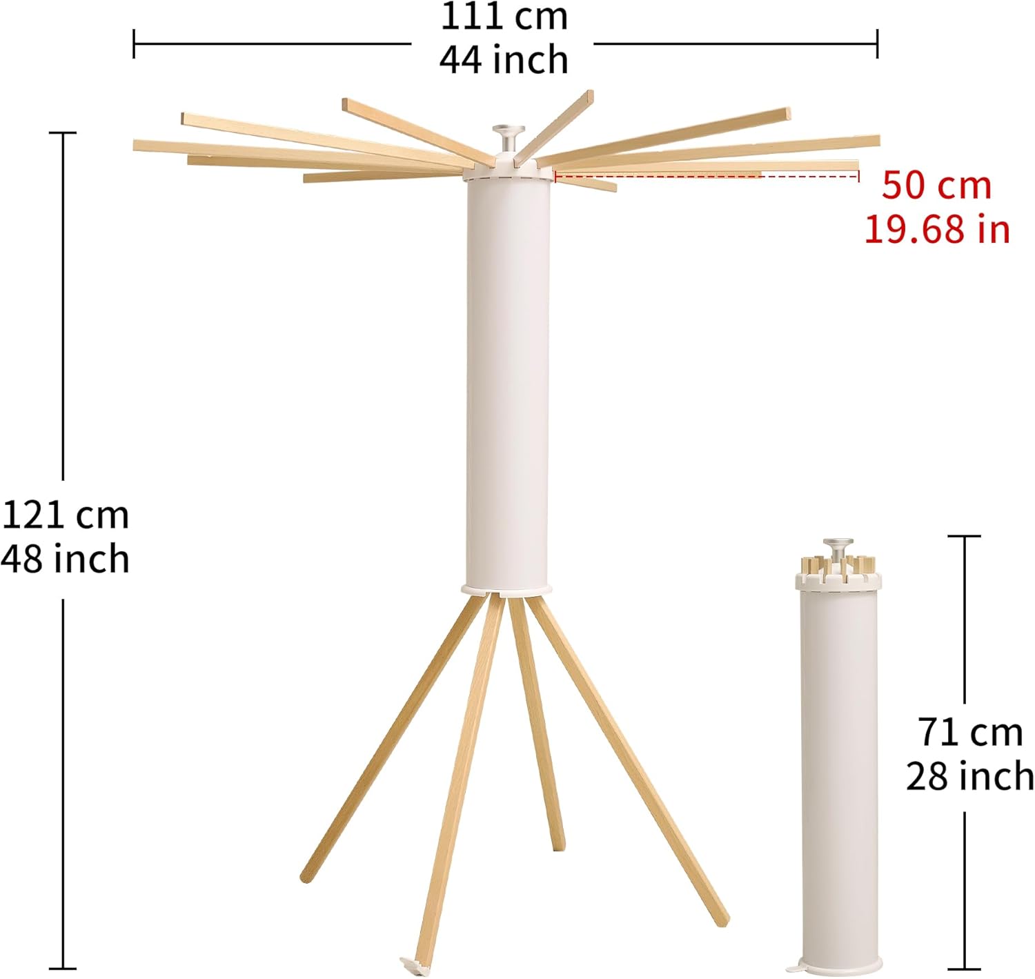 LEQ Drying Rack Portable,Foldable Drying Rack Clothing with 12 Wood Drying Arms, Standing Laundry Hanger Rack Round Collapsible & Portable Handle for Laundry Room, Balcony, Bedroom, RV - NestledHome