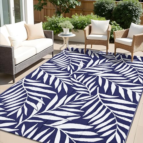 Outdoor Rug 5x8 ft Waterproof Reversible Leaf Mat