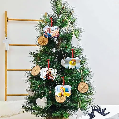Personalized Christmas Ornaments 2025 Wood Custom Picture Text Hanging Ornament Customized Christmas Tree Decorations Keepsake Gift for Family Couples Xmas Tree Home Decor
