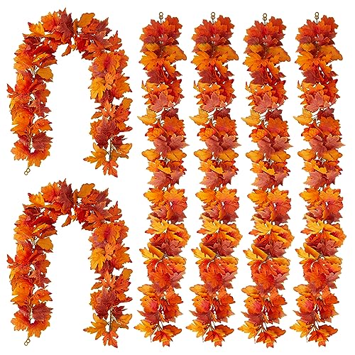 6PCS Orange Leaf Garland