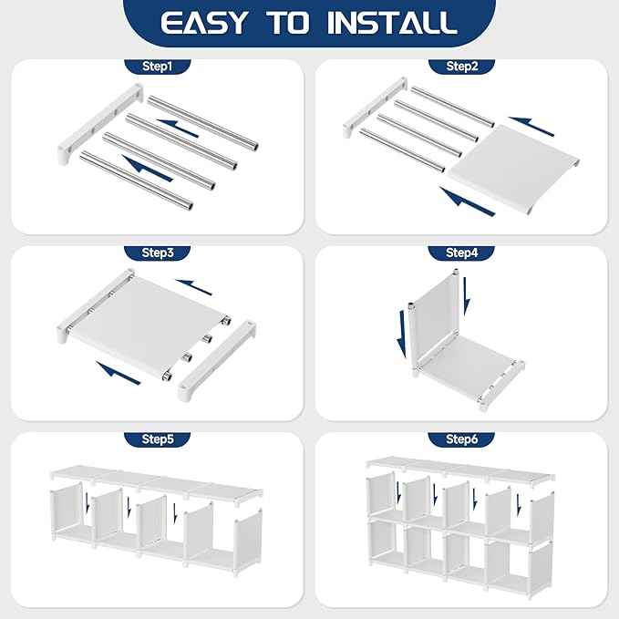Mavivegue Book Shelf, 16 Cube Storage Organizer, Metal Cube Bookshelf, DIY Bookcase, Tall Book case for Bedroom, Living Room, Office -White