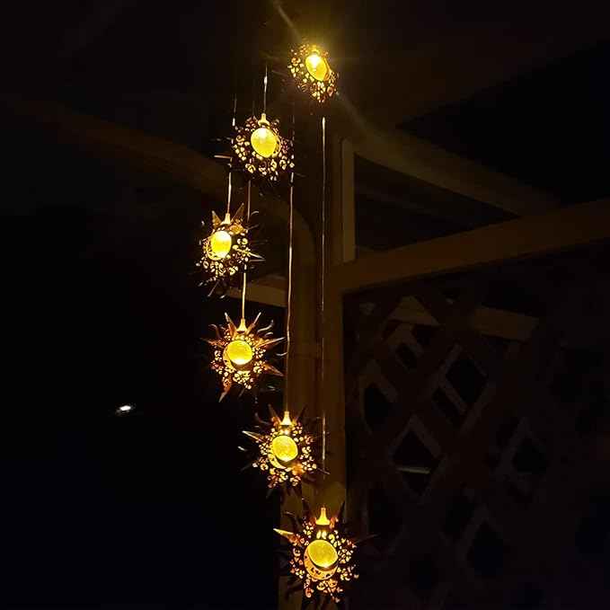 Tryme Sun Solar Wind Chimes for Outside Hanging Garden Lights Solar Christmas Decorations Outdoor for Women, Mother, Grandmother
