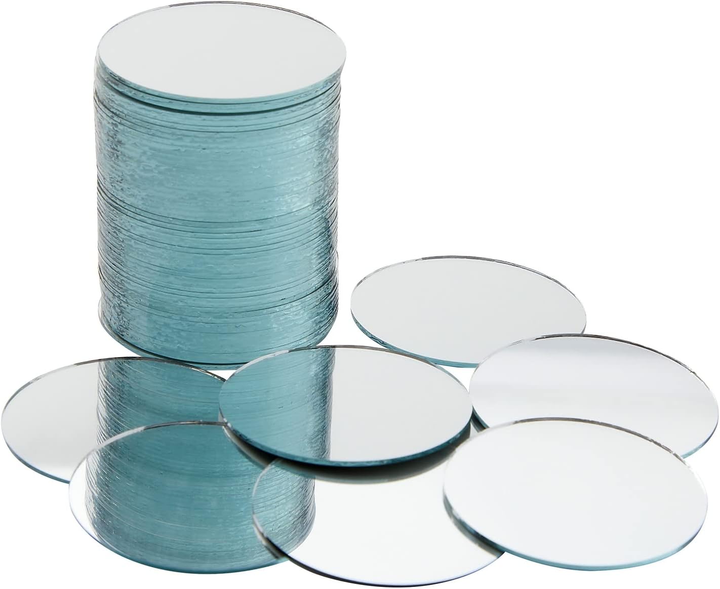 Juvale Craft Mirrors Bulk Mini Glass Tiles - 60-Pack 2-Inch Round Tiles - DIY Mosaic Crafts - Tiny Mirrors for Table Centerpieces & Wall Decor