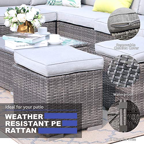 2 Pieces Assembled Outdoor Patio Ottoman