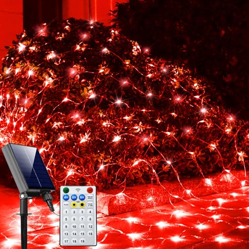 Solar Net Lights Outdoor Mesh Lights Red
