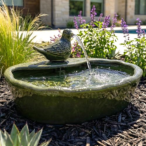 Sunnydaze 7" Ceramic Solar Powered Garden Water Fountain
