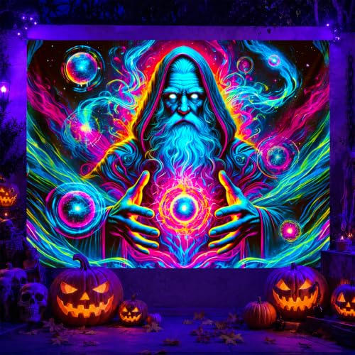 Blacklight Tapestry Wizard Orb Wall Art 78 x 59 Inch