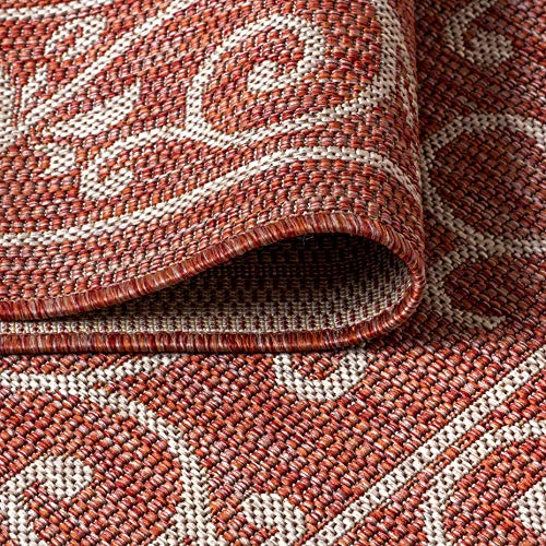 Vintage Filigree Indoor Outdoor Area Rug 6X9 Red