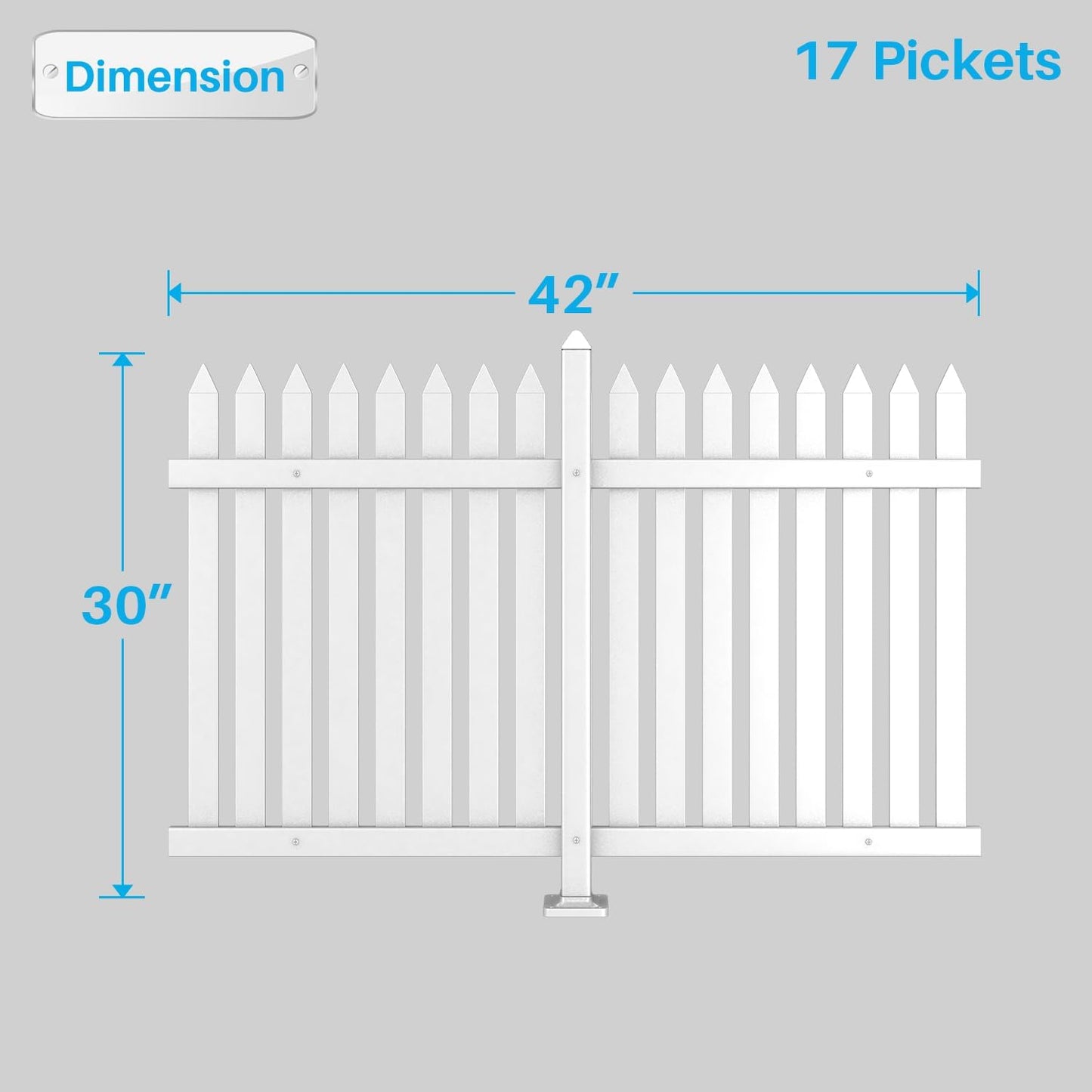 Patio 5 Sets Vinyl Picket Fence Panels 30" H x 84" W White PVC Decorative Fence for Front Yard Porch Patio Deck Pool Air Conditioner Fence Safety Dog Fence (34 Pickets, Straight)