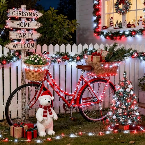 600 LED Red and White Christmas Tree Lights with Remote (168 Foot)