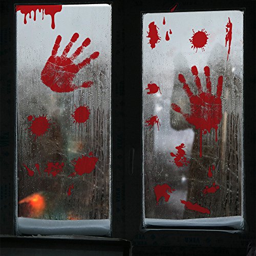 4 Pcs Bloody Handprint Clings Horror PVC Stickers Decals (4 Count)