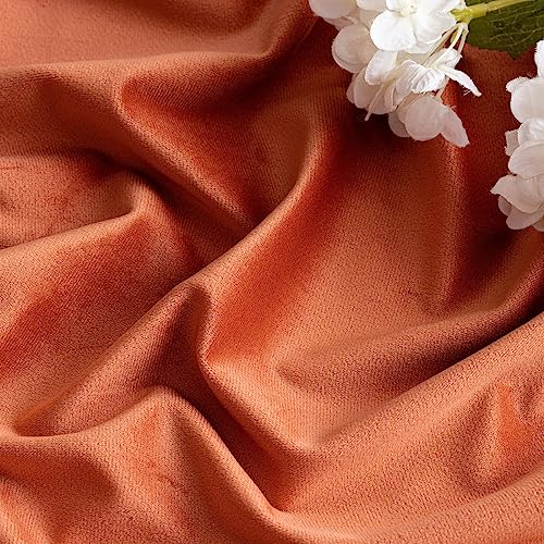 Fall Burnt Orange Velvet Blackout Curtains Pinch Pleat 52" Wx96 L