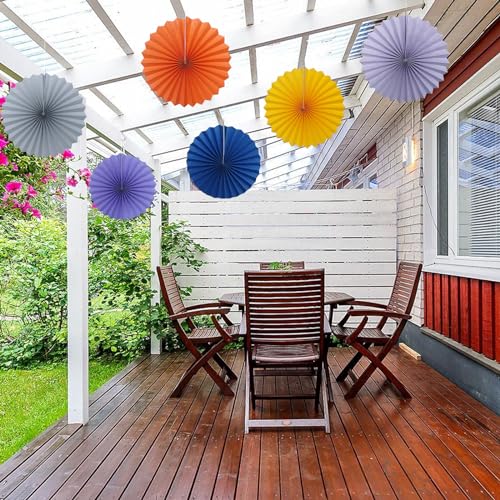 Gray Party Decorations 16inch Gray Hanging Paper Fans Set 6 Pcs (30 Count)