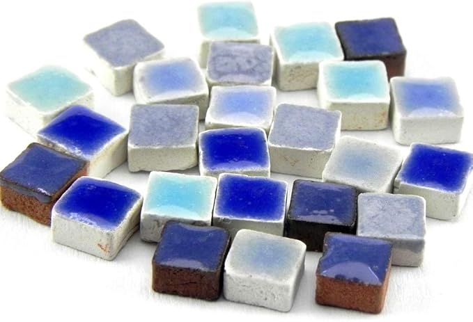 Moroccan Tiny Tiles for Mosaic, Microscopic Ceramic Tiles 1000 Units, 3/16 inch Mix Blue, MXBL