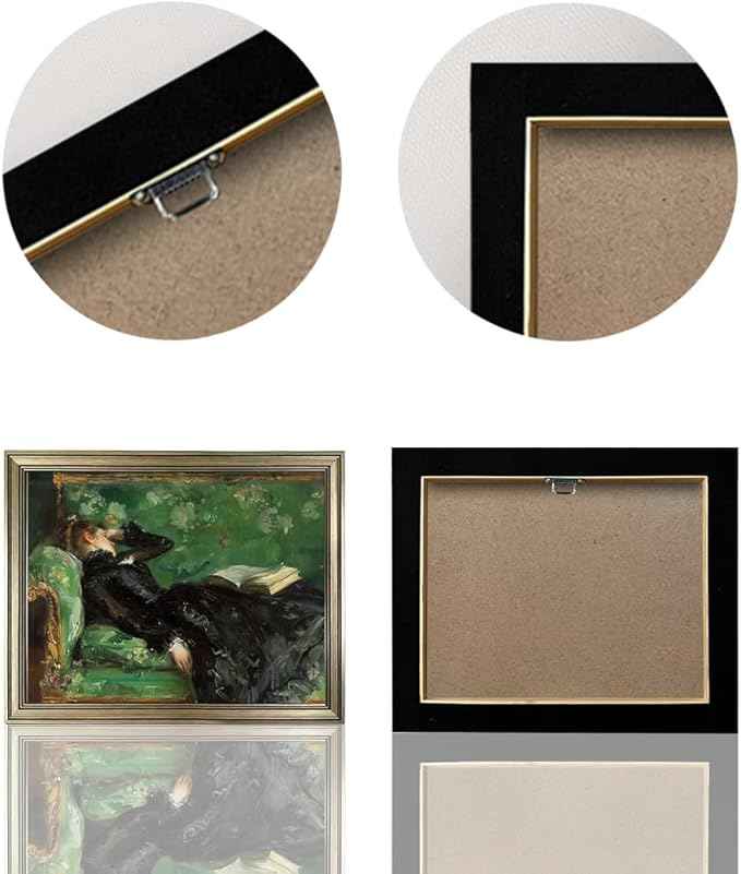 Framed Vintage Oil painting Woman Reading Canvas Print Poster Moody Canvas Wall Art for Living Room Bedroom Decor Home Artwork