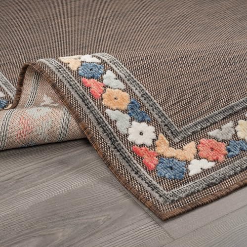Outdoor Rug 6x9 Modern Bordered Area Rugs for Indoor and Outdoor Patio Easy to Clean Non Shedding Living Room Porch Garden Washable Outside Carpet
