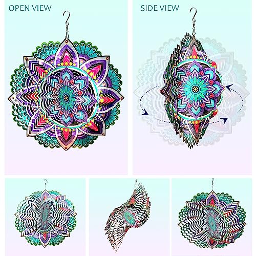 Hanging Wind Spinners for Yard and Garden Mandala Purple Star