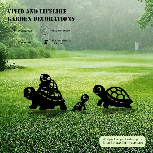 3 Pack Turtle Metal Garden Decorative Stakes (3 Count)