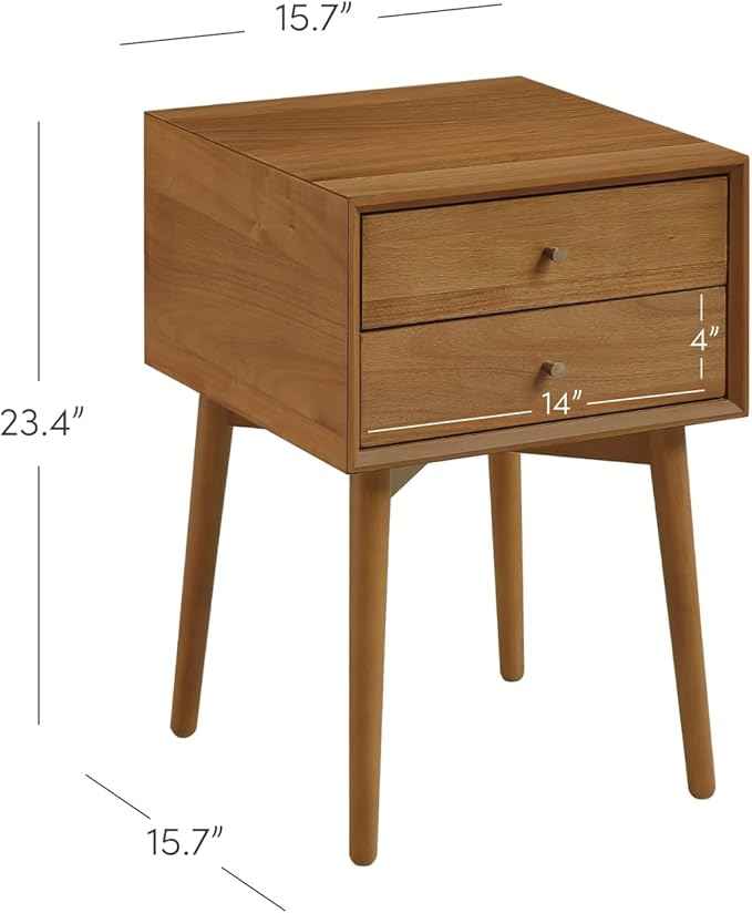 Nathan James Harper Modern Nightstand Side Accent or End Table with Storage Drawer, Set of 2, Oak Brown