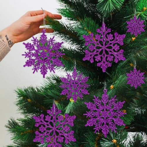 36pcs Christmas Deep Purple Snowflake Ornaments (36 Count)