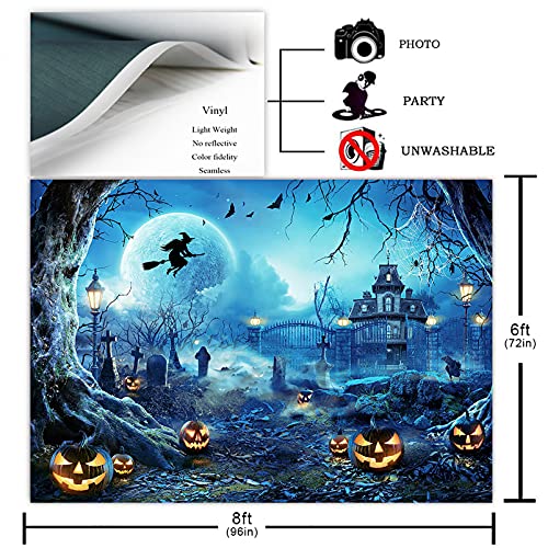 8x6ft Blue Halloween Backdrop Spooky Photography Background