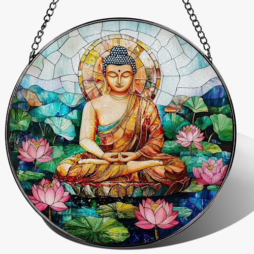 8 Inch Buddha Stained Glass Suncatcher & Ornament
