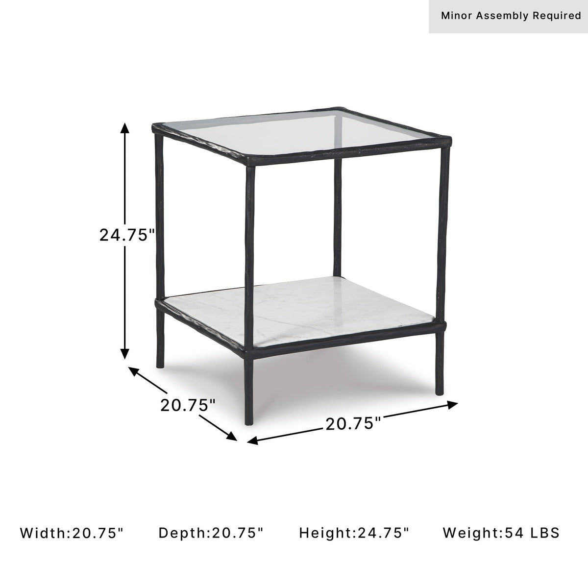 Modern Glass and Marble End Table
