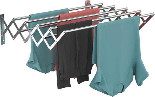 Guevara Wall Mounted Clothes Drying Rack,Stainless Steel Foldable Drying Rack for Laundry Room/Bathroom Tower，Easy to Install 31-inch Rod, 120 lbs Large Capacity- Indoor and Outdoor Use - NestledHome