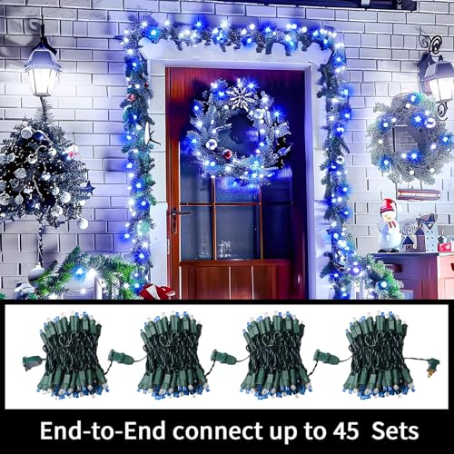 Blue White Christmas Lights Outdoor (100 Count)