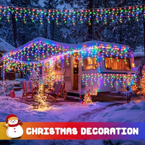 Multicolor Icicle Christmas Lights with Remote (38.8 Foot)