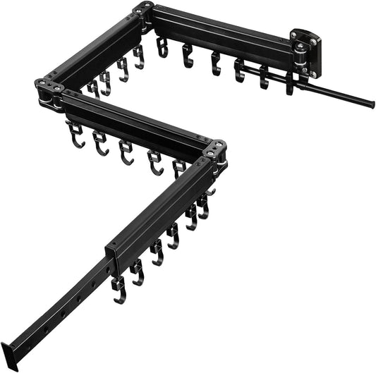 Gezen Clothes Drying Rack, Wall Mounted Drying Rack Clothing Retractable, Foldable Clothes Hanger Rack with 24 Hooks for Laundry Room Organization and Storage, Space Saving, Collapsible, Quad-Fold - NestledHome