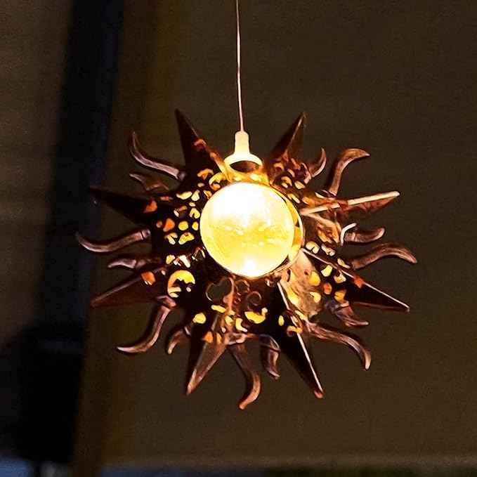 Tryme Sun Solar Wind Chimes for Outside Hanging Garden Lights Solar Christmas Decorations Outdoor for Women, Mother, Grandmother