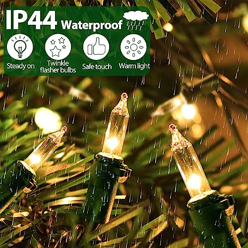 Clear Christmas Lights 50FT 200 Incandescent Bulbs Warm White Mini Lights with Green Wire for Christmas Tree