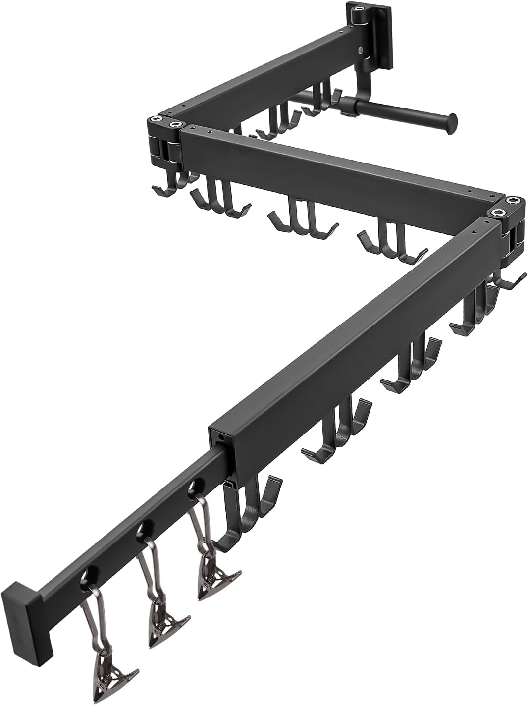 Wall Mounted Clothes Drying Rack,Drying Rack Clothing Wall Mount with Foldable Features(Tri-Fold),Space Saver,Wall Mounted Drying Rack for Laundry Balcony Bathroom (Black) - NestledHome
