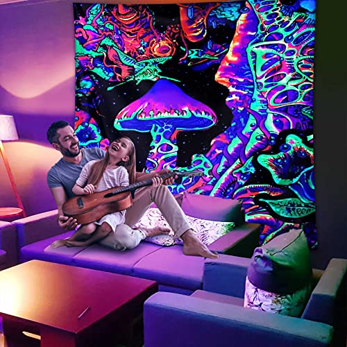 Blacklight Mushroom Tapestry