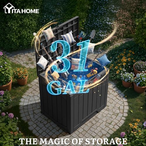 31 Gallon Resin Deck Box Outdoor Storage Box and Waterproof