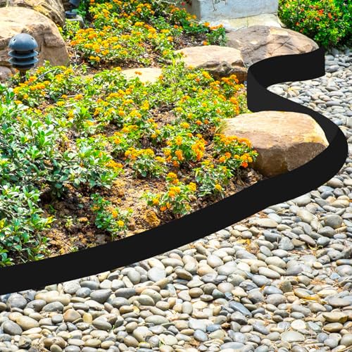 6 Inch Tall 33 ft Length No Dig Landscape Plastic Edging Kit with Hammer Spikes Plastic Garden Flower Bed Edging Landscape Edging Border for Gardens Border Lawn Grass Yard