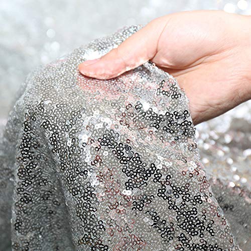 Sequin Tablecloth 60x102 Inch Silver for Disco Wedding Party