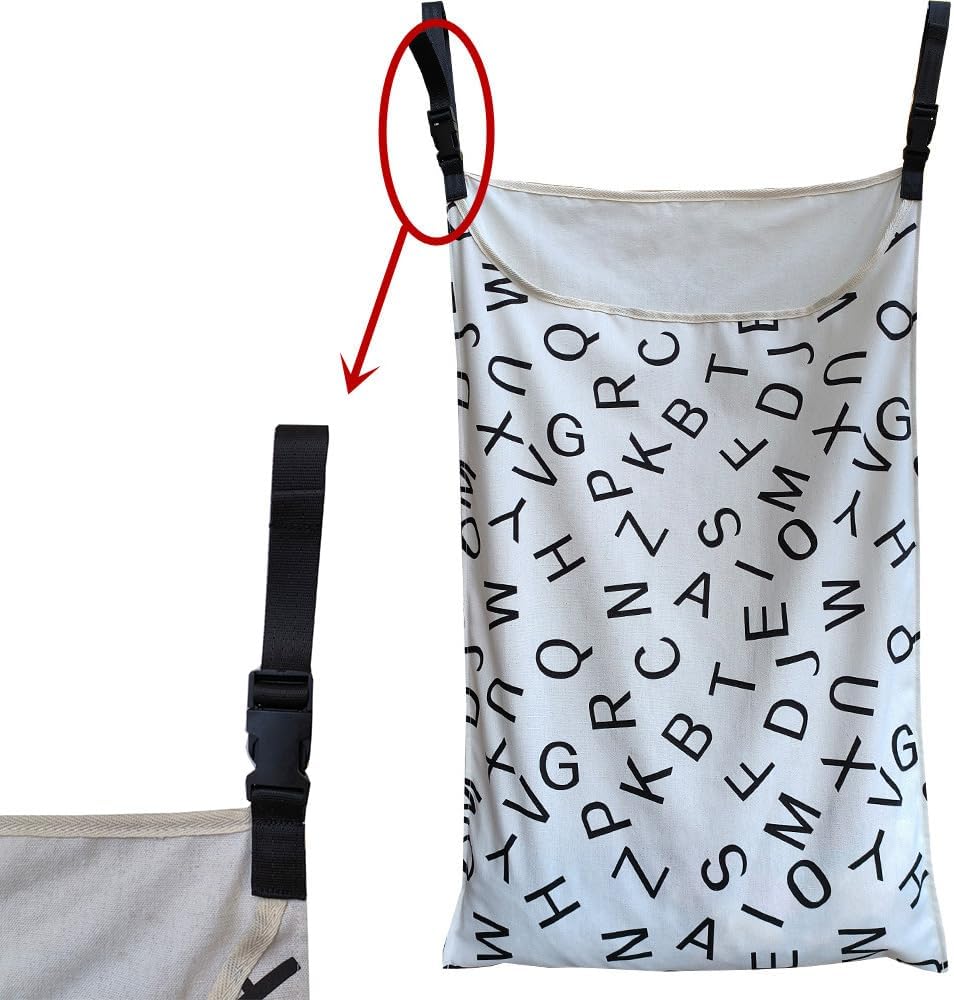 Adjustable Space Saving Door Hanging Laundry Hamper Bag Dorm Laundry Bag,Wide Open Top Over The Door Laundry Hamper with Free Hanging Hooks - NestledHome